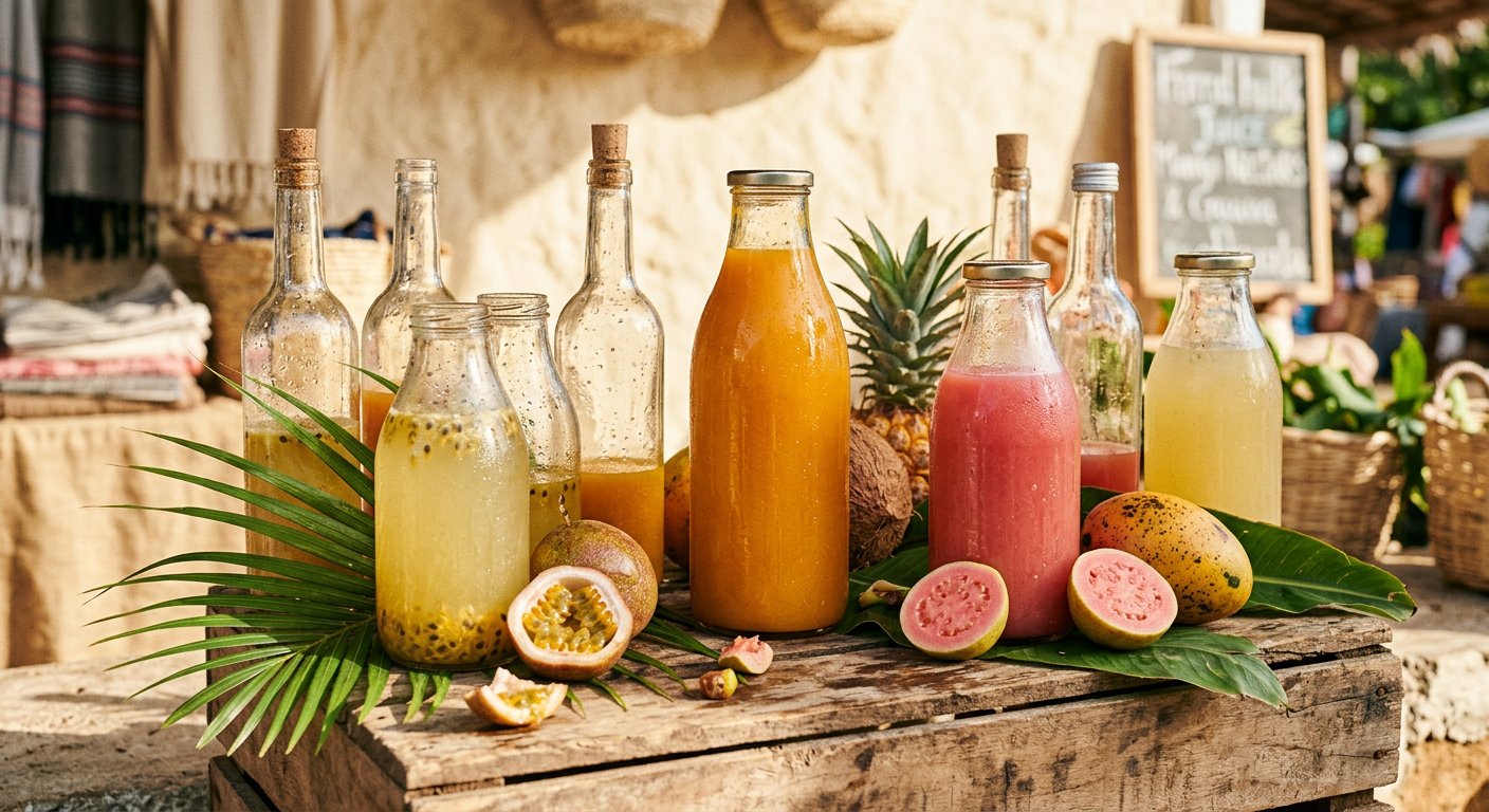 Bouteilles de nectars artisanaux — visuel du catalogue fourni