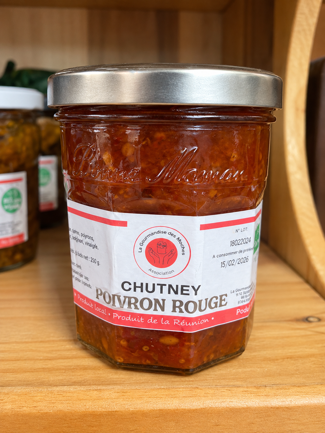 Artisanal red pepper chutney jar
